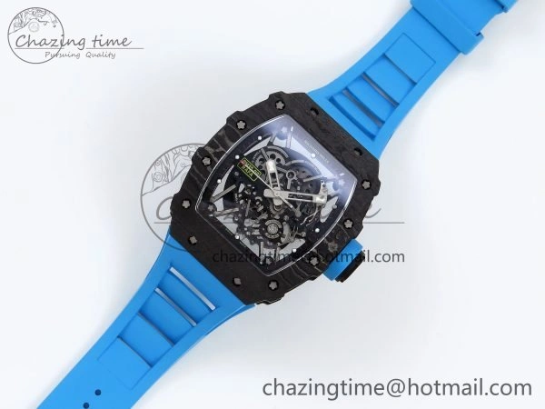 RM035 Black Carbon SONIC Best Edition Skeleton Dial on Blue Rubber Strap Clone RMUL TimelessDesign 9304