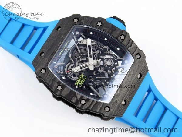 RM035 Black Carbon SONIC Best Edition Skeleton Dial on Blue Rubber Strap Clone RMUL TimelessDesign 9304