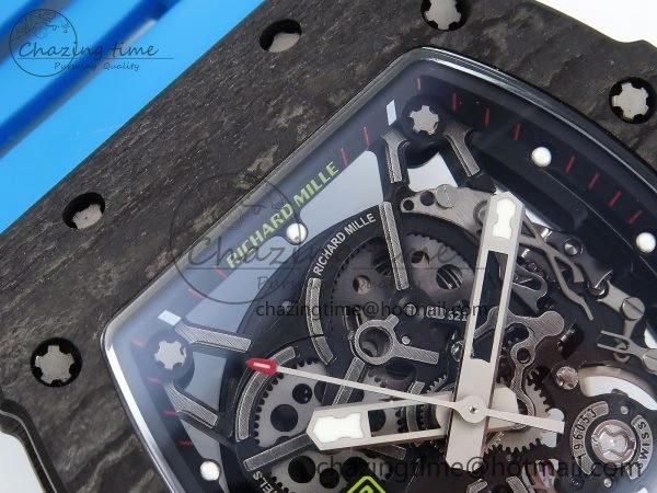 RM035 Black Carbon SONIC Best Edition Skeleton Dial on Blue Rubber Strap Clone RMUL TimelessDesign 9304