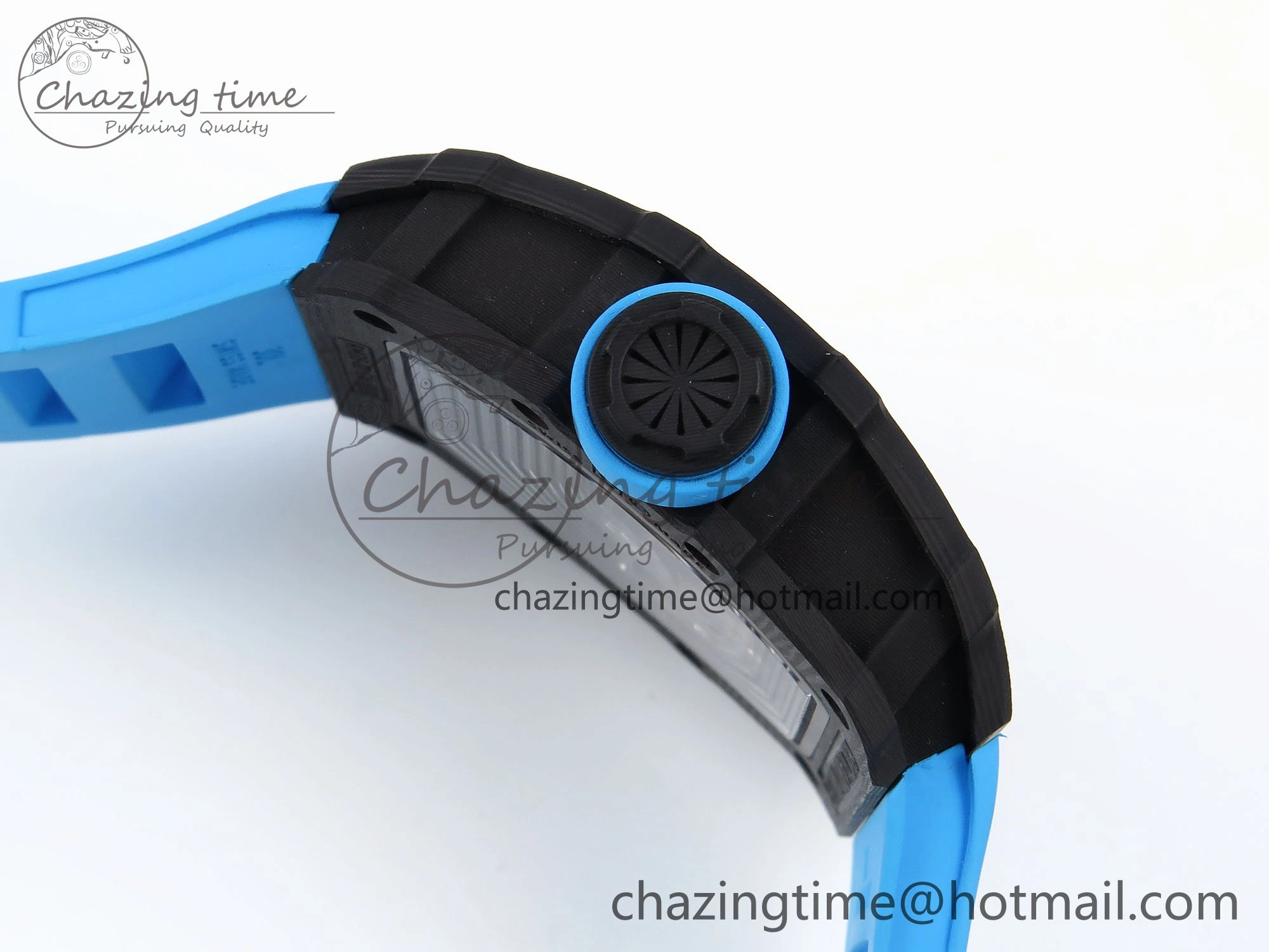 RM035 Black Carbon SONIC Best Edition Skeleton Dial on Blue Rubber Strap Clone RMUL TimelessDesign 9304