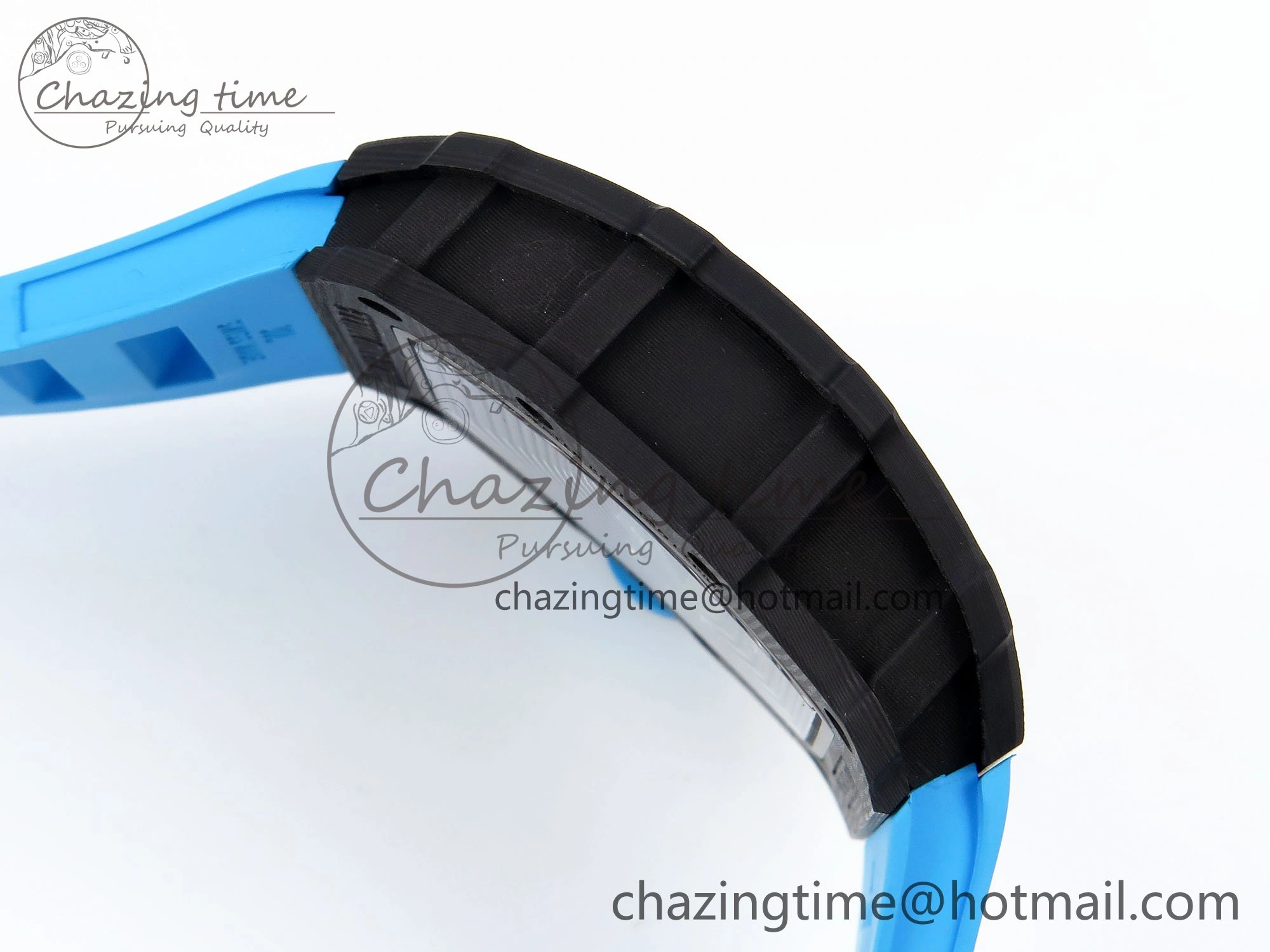 RM035 Black Carbon SONIC Best Edition Skeleton Dial on Blue Rubber Strap Clone RMUL TimelessDesign 9304