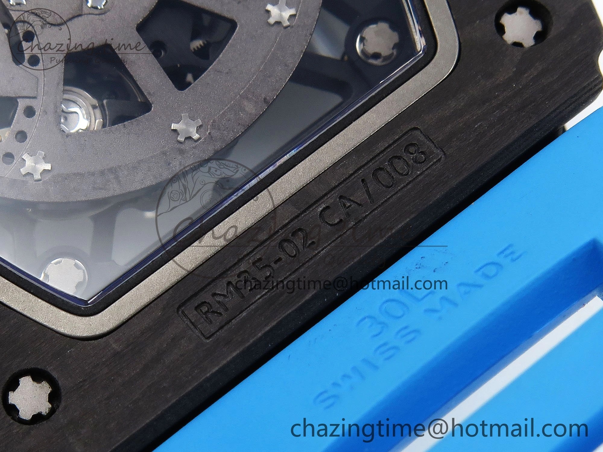 RM035 Black Carbon SONIC Best Edition Skeleton Dial on Blue Rubber Strap Clone RMUL TimelessDesign 9304