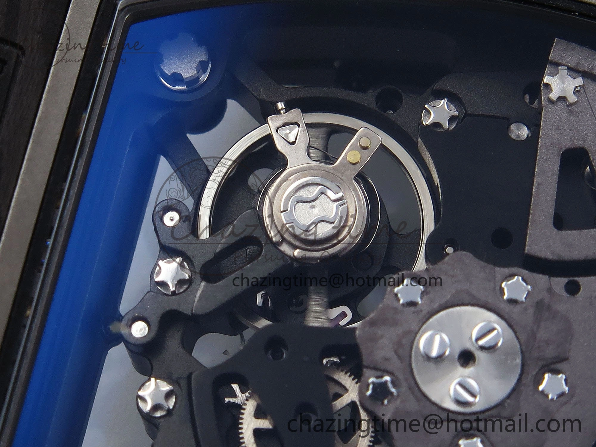 RM035 Black Carbon SONIC Best Edition Skeleton Dial on Blue Rubber Strap Clone RMUL TimelessDesign 9304