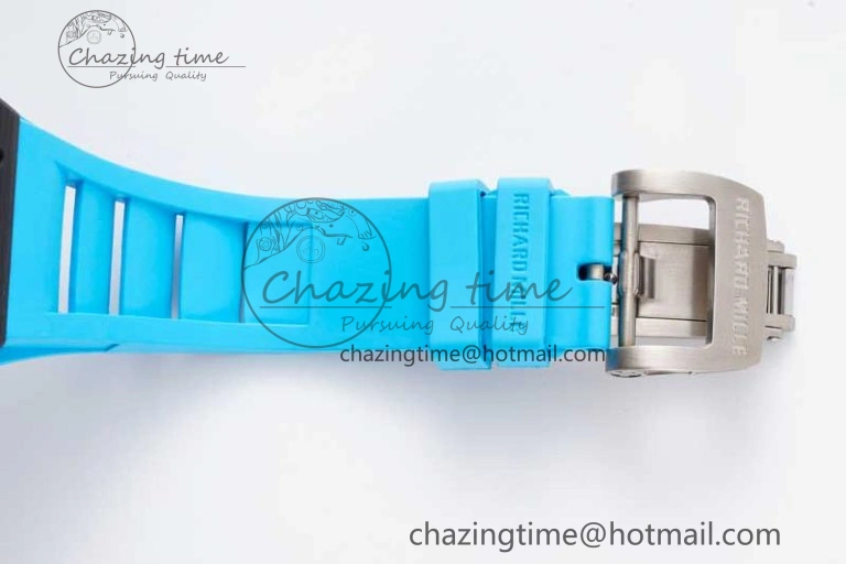 SmoothTexture RM035 Black Carbon SONIC Best Edition Skeleton Dial on Blue Rubber Strap Clone RMUL 9351