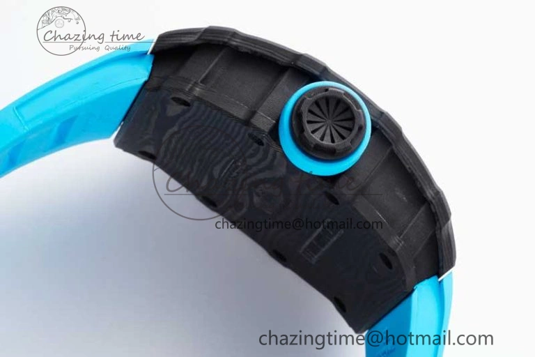 SmoothTexture RM035 Black Carbon SONIC Best Edition Skeleton Dial on Blue Rubber Strap Clone RMUL 9351