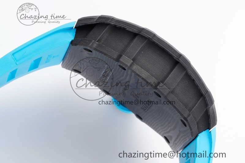 SmoothTexture RM035 Black Carbon SONIC Best Edition Skeleton Dial on Blue Rubber Strap Clone RMUL 9351