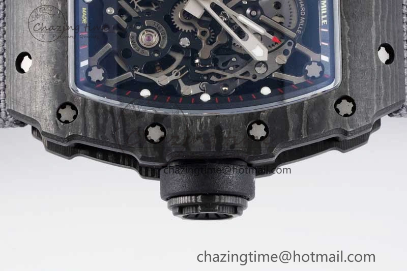 RM035 Black Carbon SONIC Best Edition Skeleton Dial on Gray Nylon Strap Clone RMUL Breathable 9349