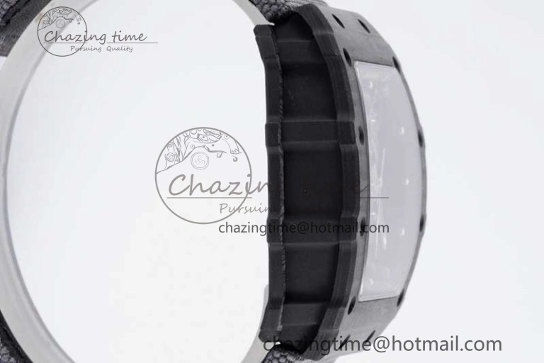 RM035 Black Carbon SONIC Best Edition Skeleton Dial on Gray Nylon Strap Clone RMUL Breathable 9349