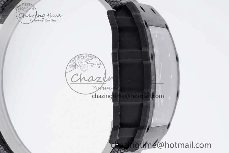 RM035 Black Carbon SONIC Best Edition Skeleton Dial on Gray Nylon Strap Clone RMUL Breathable 9349
