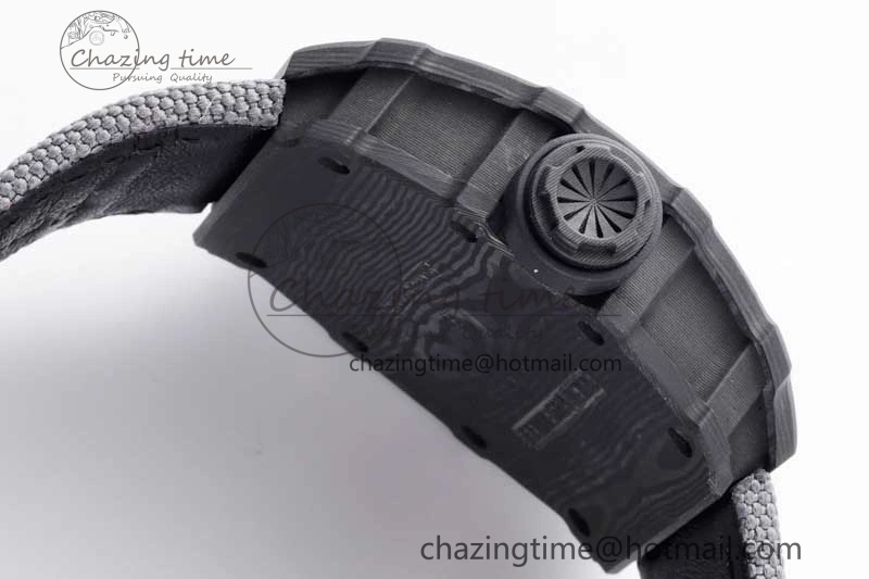 RM035 Black Carbon SONIC Best Edition Skeleton Dial on Gray Nylon Strap Clone RMUL Breathable 9349