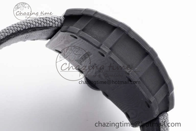 RM035 Black Carbon SONIC Best Edition Skeleton Dial on Gray Nylon Strap Clone RMUL Breathable 9349