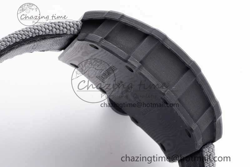 RM035 Black Carbon SONIC Best Edition Skeleton Dial on Gray Nylon Strap Clone RMUL Breathable 9349