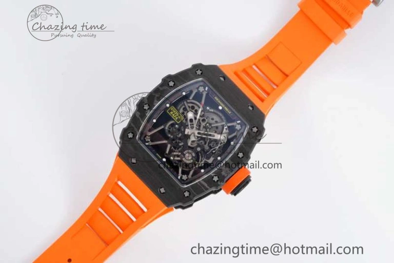 RM035 Black Carbon SONIC Best Edition Skeleton Dial on Orange Rubber Strap Clone RMUL Unisex 9352
