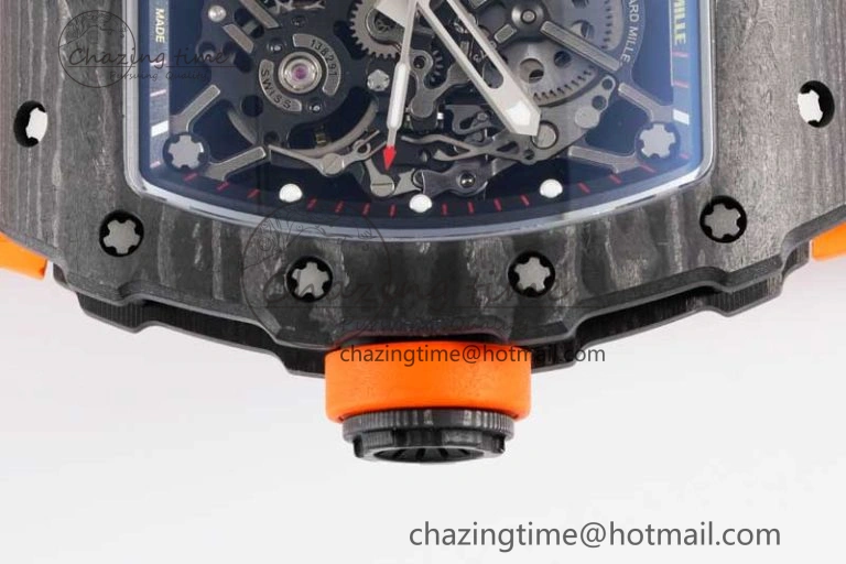 RM035 Black Carbon SONIC Best Edition Skeleton Dial on Orange Rubber Strap Clone RMUL Unisex 9352