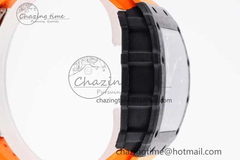 RM035 Black Carbon SONIC Best Edition Skeleton Dial on Orange Rubber Strap Clone RMUL Unisex 9352