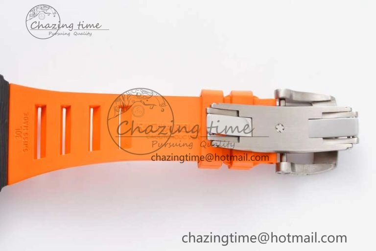 RM035 Black Carbon SONIC Best Edition Skeleton Dial on Orange Rubber Strap Clone RMUL Unisex 9352