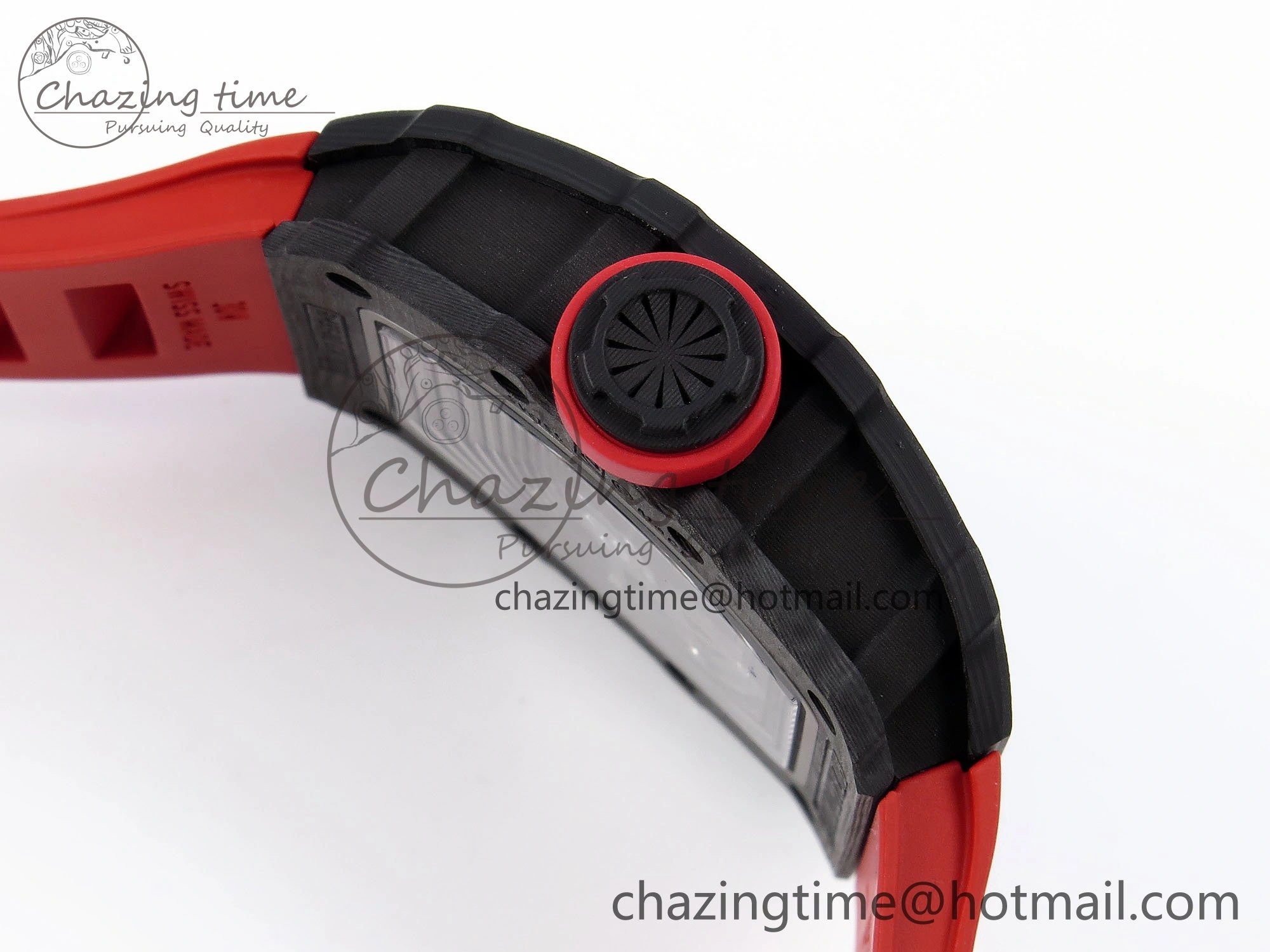 Sophisticated RM035 Black Carbon SONIC Best Edition Skeleton Dial on Red Rubber Strap Clone RMUL 9306