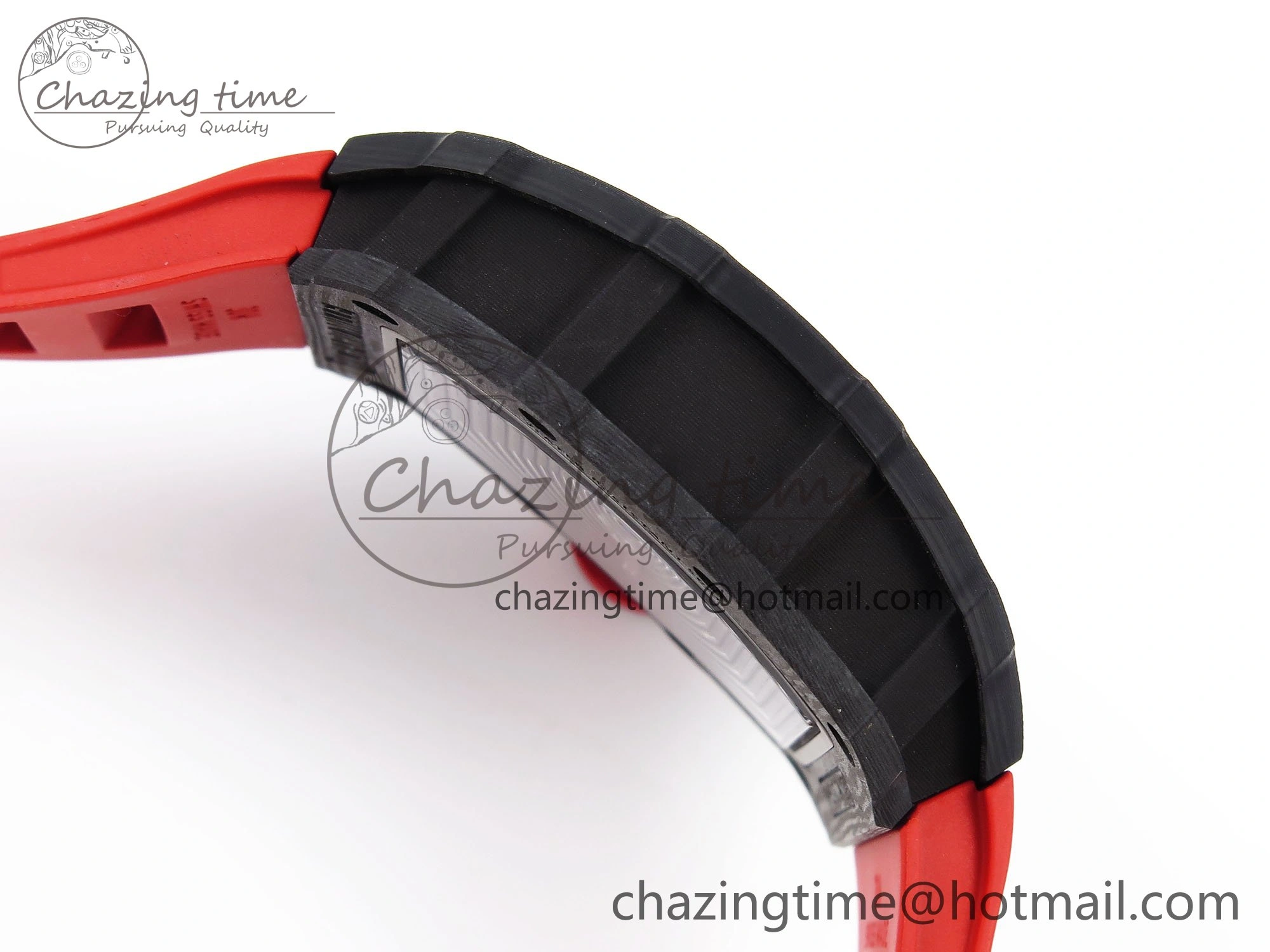 Sophisticated RM035 Black Carbon SONIC Best Edition Skeleton Dial on Red Rubber Strap Clone RMUL 9306