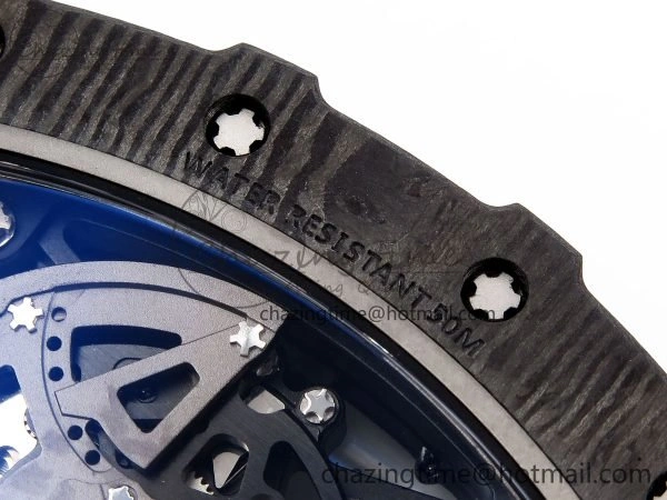 Sophisticated RM035 Black Carbon SONIC Best Edition Skeleton Dial on Red Rubber Strap Clone RMUL 9306