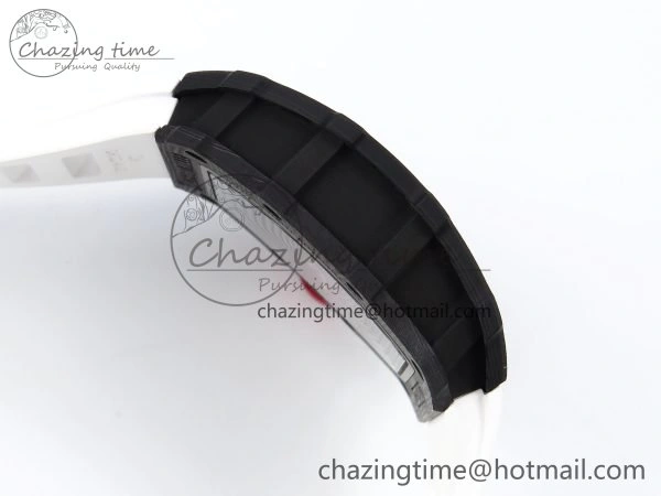 TimelessDesign RM035 Black Carbon SONIC Best Edition Skeleton Dial on White Rubber Strap Clone RMUL 9305