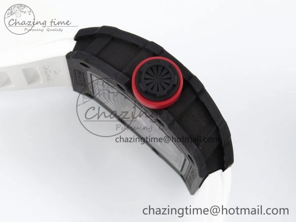 TimelessDesign RM035 Black Carbon SONIC Best Edition Skeleton Dial on White Rubber Strap Clone RMUL 9305