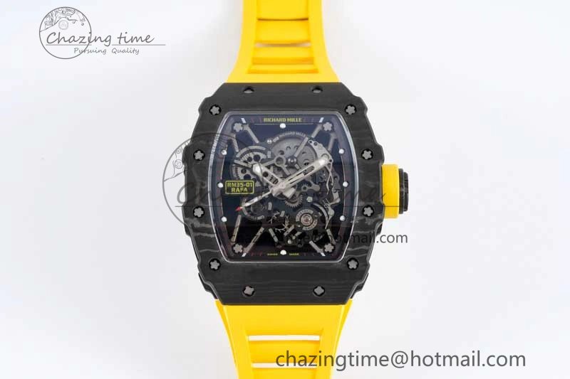 RM035 Black Carbon SONIC Best Edition Skeleton Dial on Yellow Rubber Strap Clone RMUL Sustainable 9354