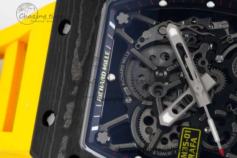 RM035 Black Carbon SONIC Best Edition Skeleton Dial on Yellow Rubber Strap Clone RMUL Sustainable 9354