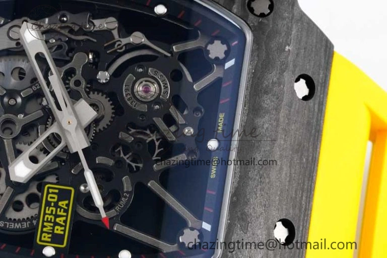 RM035 Black Carbon SONIC Best Edition Skeleton Dial on Yellow Rubber Strap Clone RMUL Sustainable 9354
