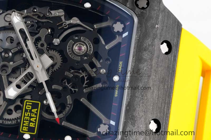 RM035 Black Carbon SONIC Best Edition Skeleton Dial on Yellow Rubber Strap Clone RMUL Sustainable 9354