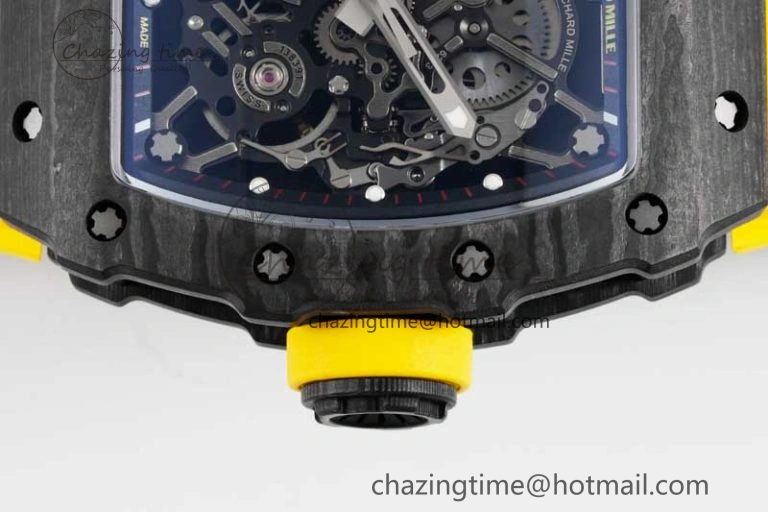 RM035 Black Carbon SONIC Best Edition Skeleton Dial on Yellow Rubber Strap Clone RMUL Sustainable 9354