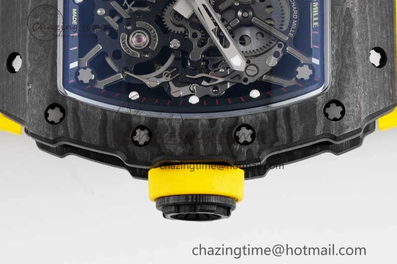 RM035 Black Carbon SONIC Best Edition Skeleton Dial on Yellow Rubber Strap Clone RMUL Sustainable 9354