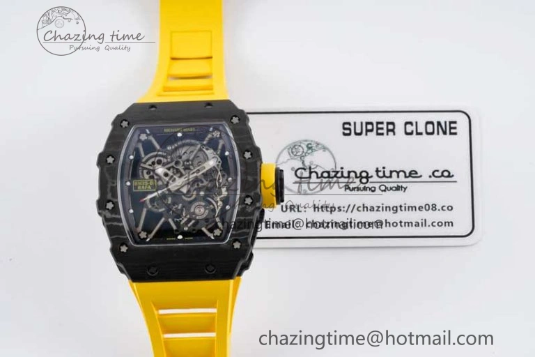RM035 Black Carbon SONIC Best Edition Skeleton Dial on Yellow Rubber Strap Clone RMUL Sustainable 9354