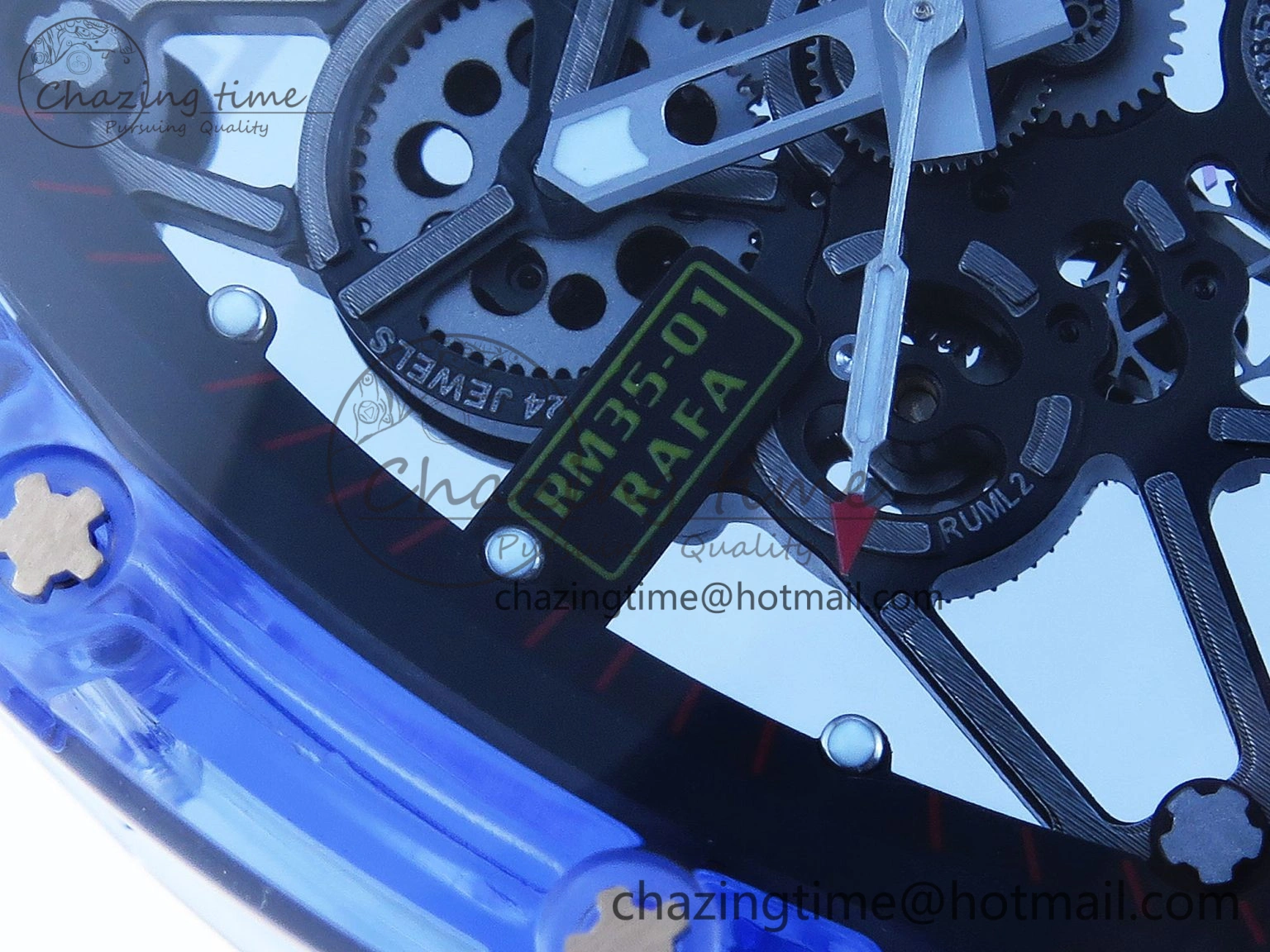 Sleek RM035 Blue Transparent RMF Best Edition Skeleton Dial on Blue Rubber Strap Clone RMUL 9323