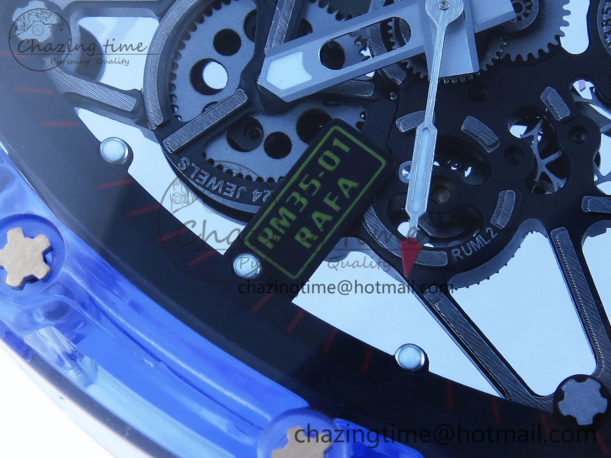 Sleek RM035 Blue Transparent RMF Best Edition Skeleton Dial on Blue Rubber Strap Clone RMUL 9323
