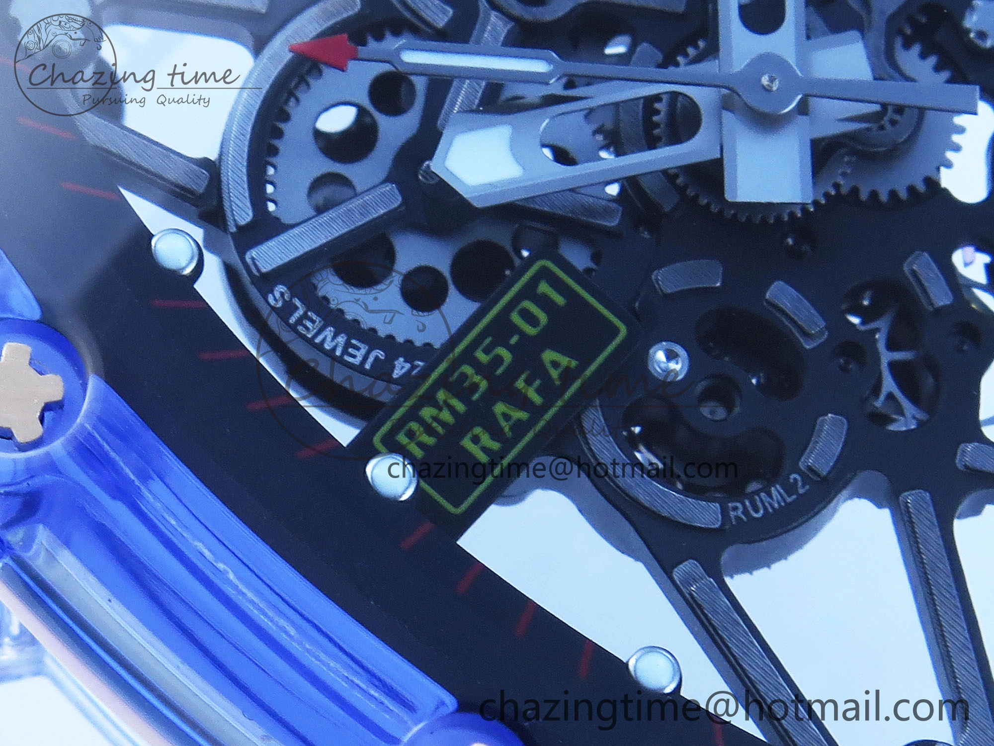 EasyCare RM035 Blue Transparent RMF Best Edition Skeleton Dial on Translucent Rubber Strap Clone RMUL 9325