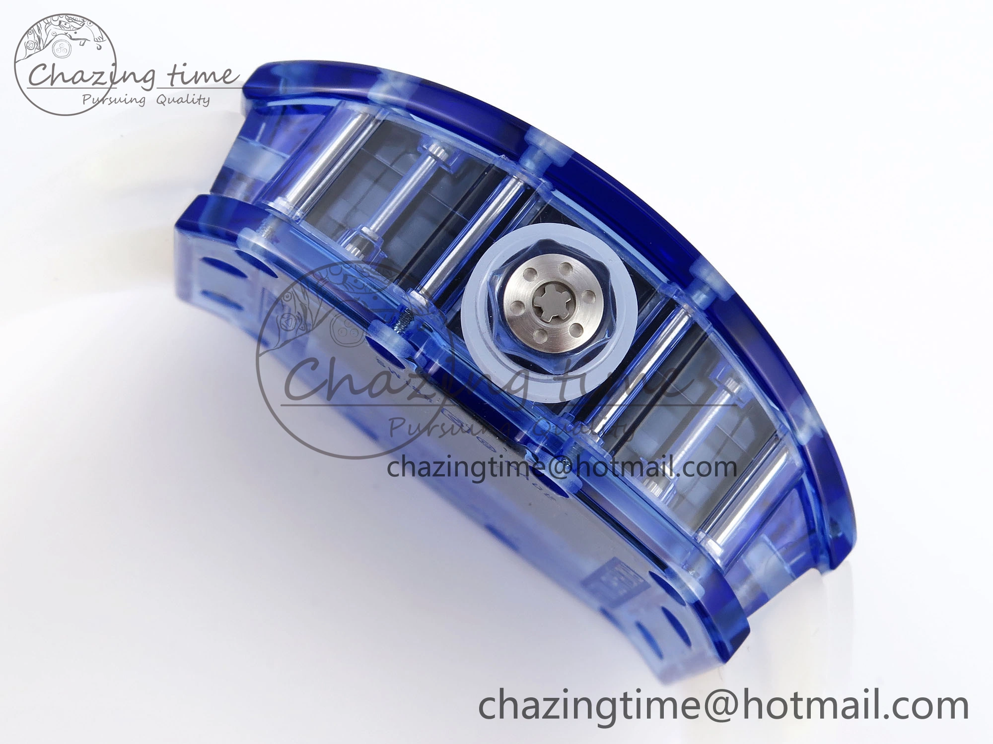 EasyCare RM035 Blue Transparent RMF Best Edition Skeleton Dial on Translucent Rubber Strap Clone RMUL 9325