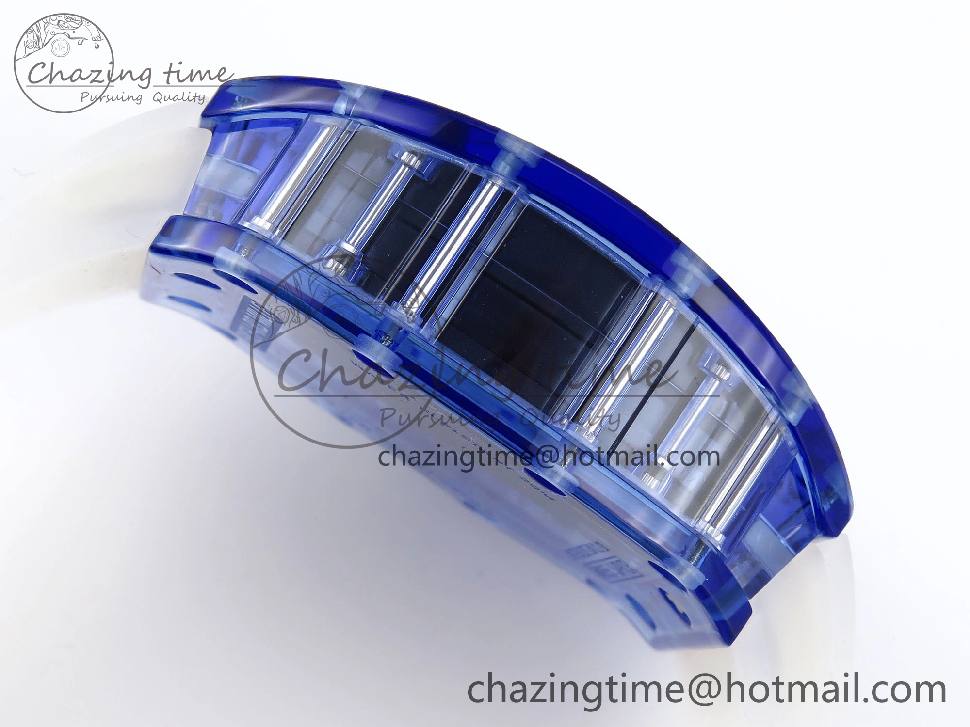 EasyCare RM035 Blue Transparent RMF Best Edition Skeleton Dial on Translucent Rubber Strap Clone RMUL 9325