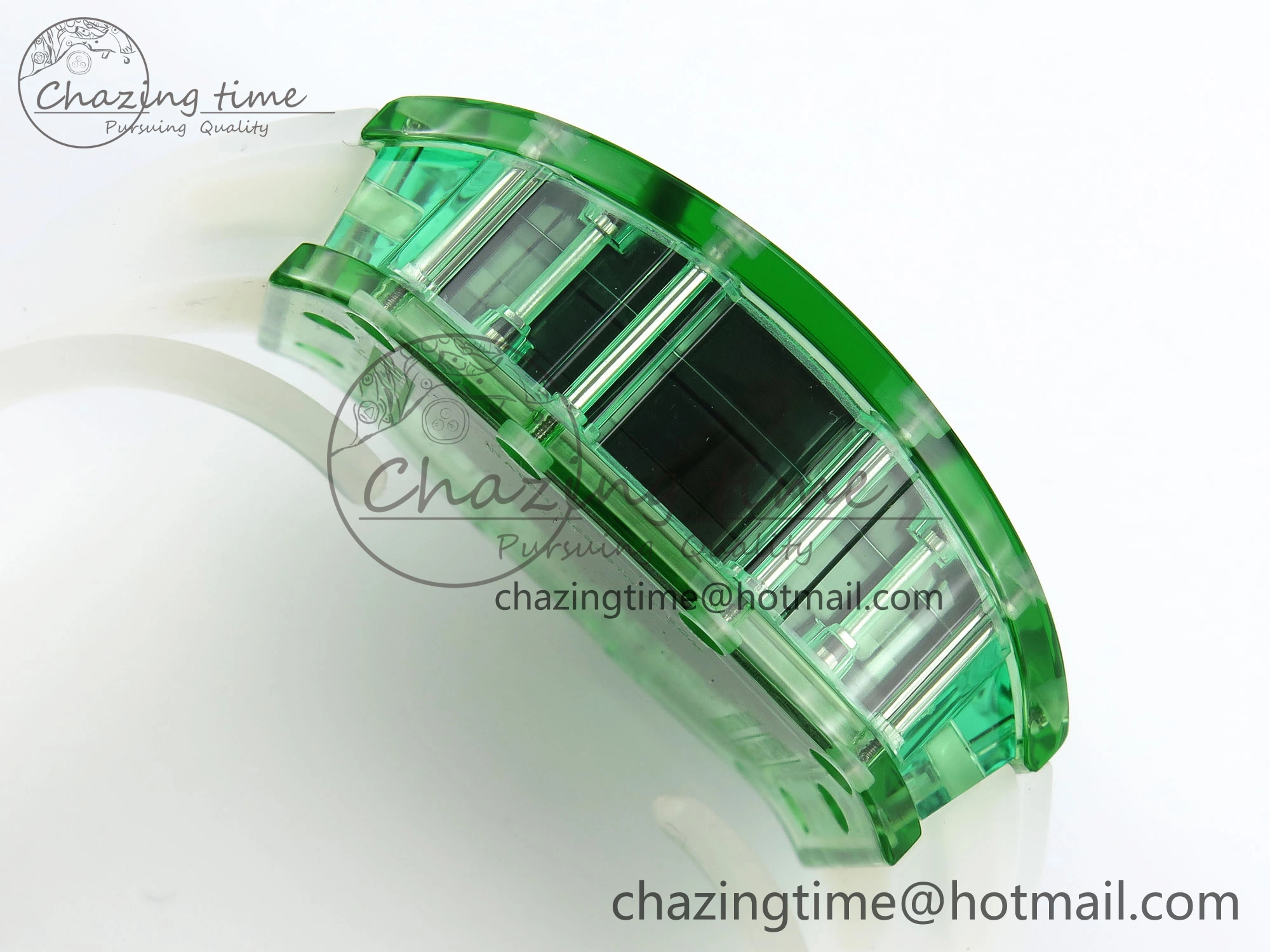 RM035 Green Transparent RMF Best Edition Skeleton Dial on Translucent Rubber Strap Clone RMUL Original 9330