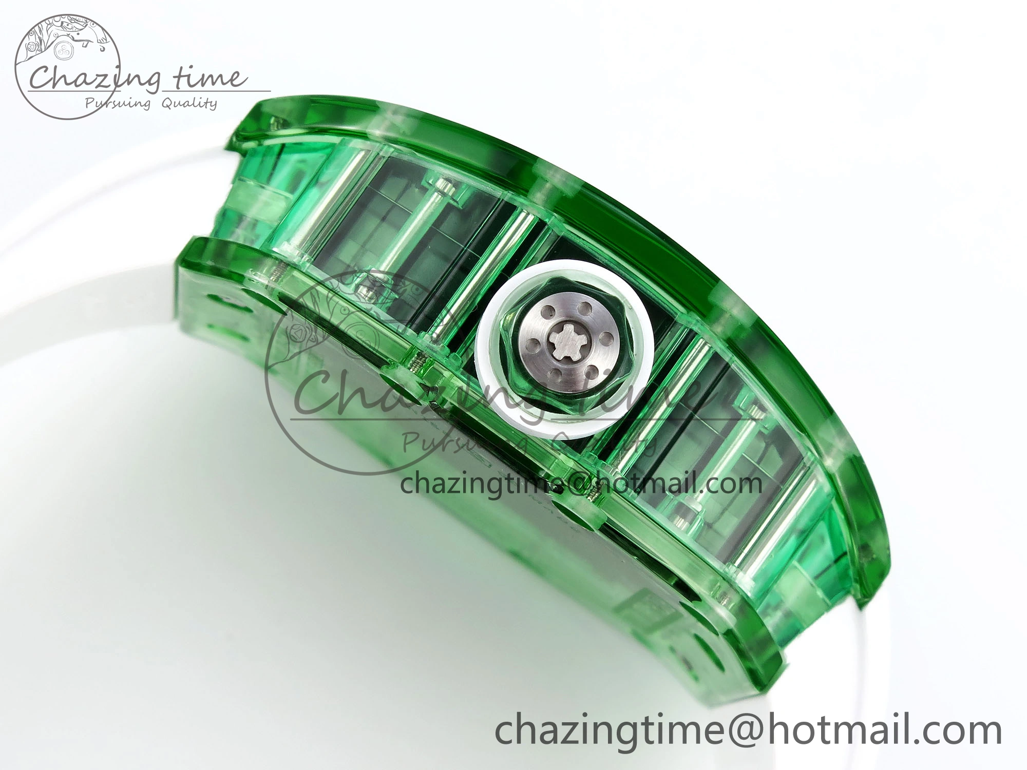 Durable RM035 Green Transparent RMF Best Edition Skeleton Dial on White Rubber Strap Clone RMUL 9329
