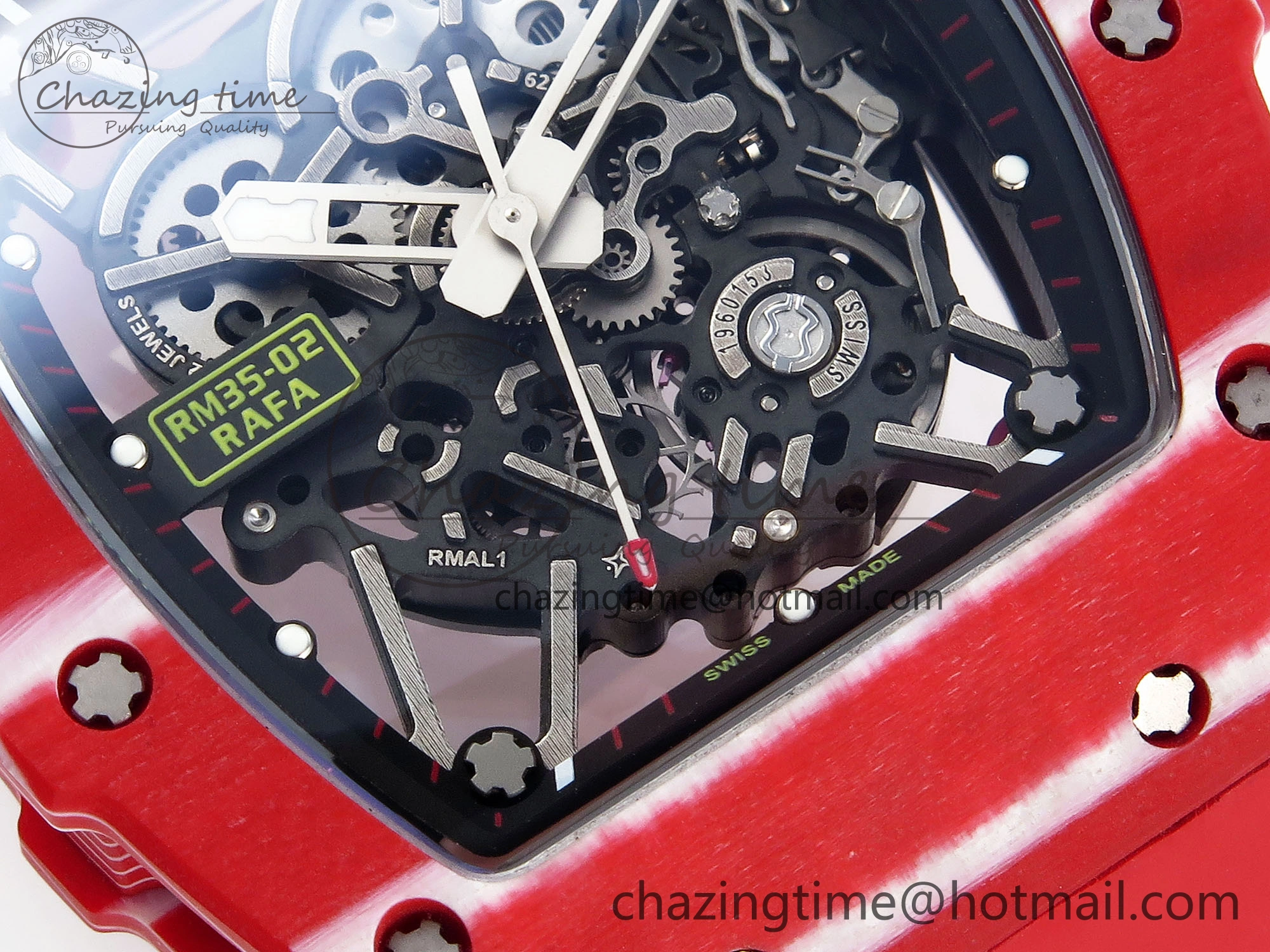 RM035 RED CARBON SONIC BEST EDITION SKELETON DIAL ON RED RUBBER STRAP CLONE RMUL GoAnywhere 9316