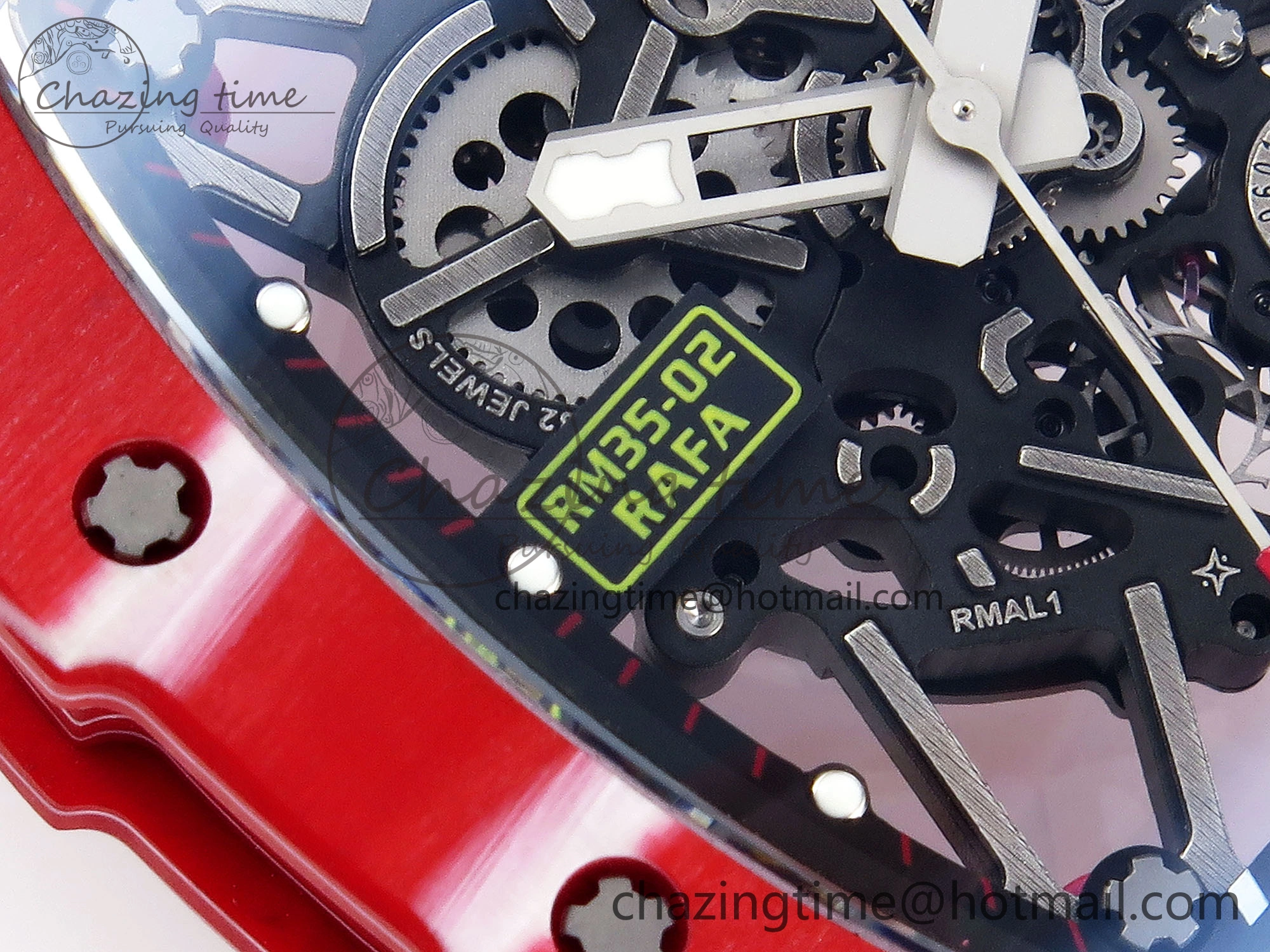 RM035 RED CARBON SONIC BEST EDITION SKELETON DIAL ON RED RUBBER STRAP CLONE RMUL GoAnywhere 9316