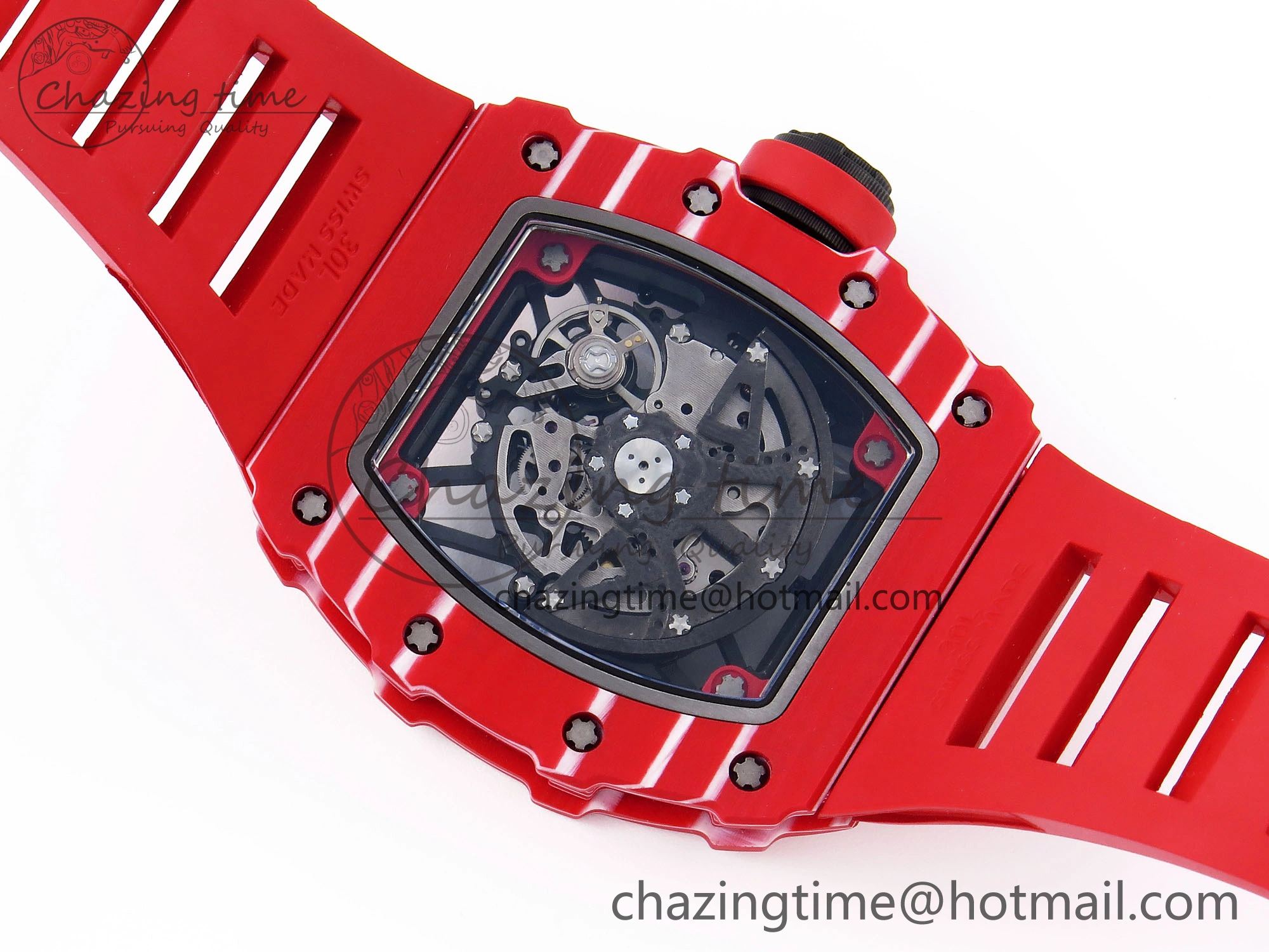 RM035 RED CARBON SONIC BEST EDITION SKELETON DIAL ON RED RUBBER STRAP CLONE RMUL GoAnywhere 9316