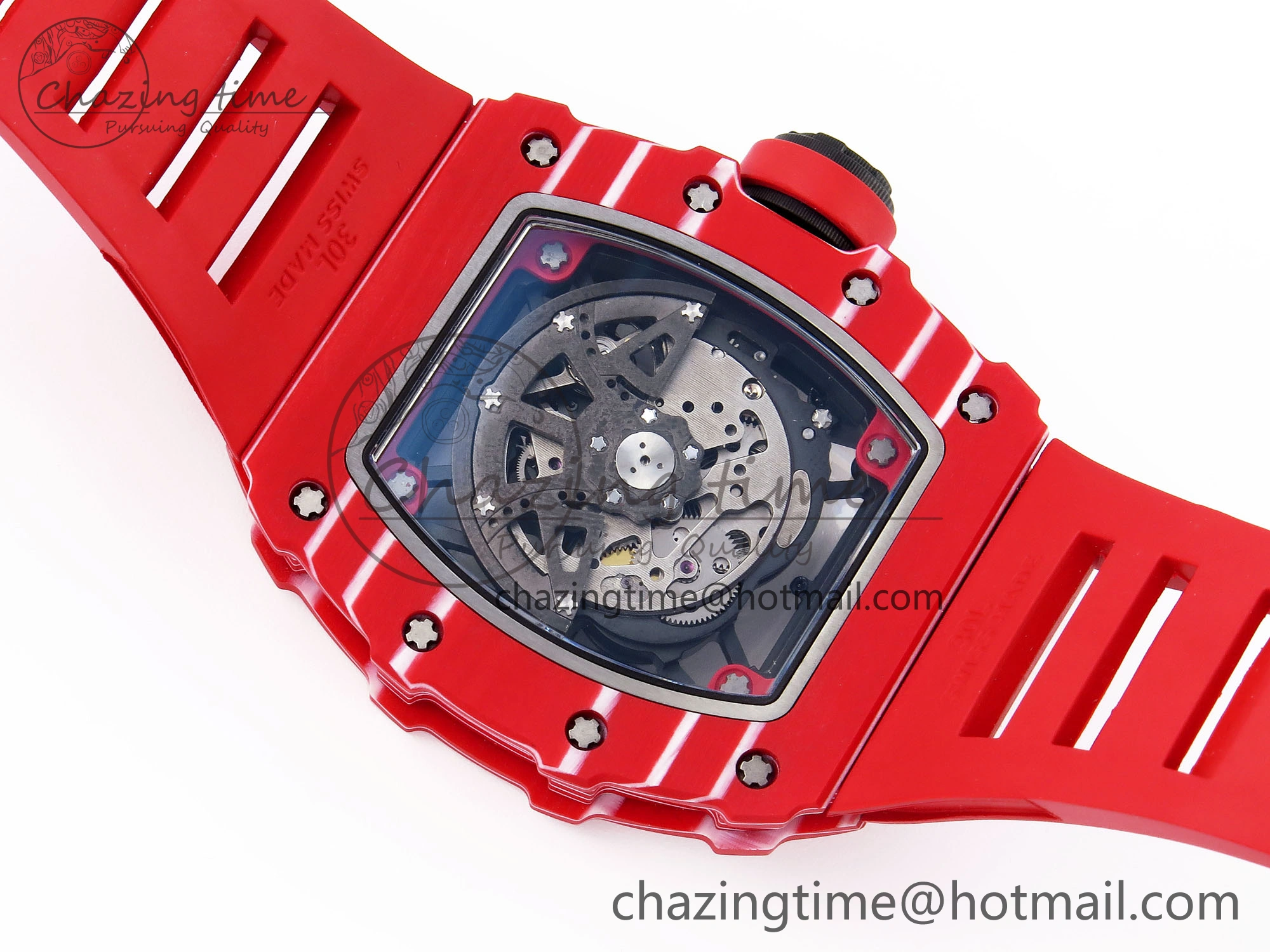 RM035 RED CARBON SONIC BEST EDITION SKELETON DIAL ON RED RUBBER STRAP CLONE RMUL GoAnywhere 9316