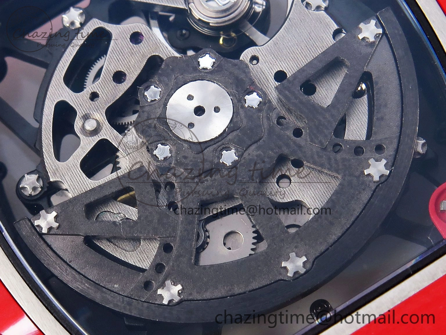 RM035 RED CARBON SONIC BEST EDITION SKELETON DIAL ON RED RUBBER STRAP CLONE RMUL GoAnywhere 9316