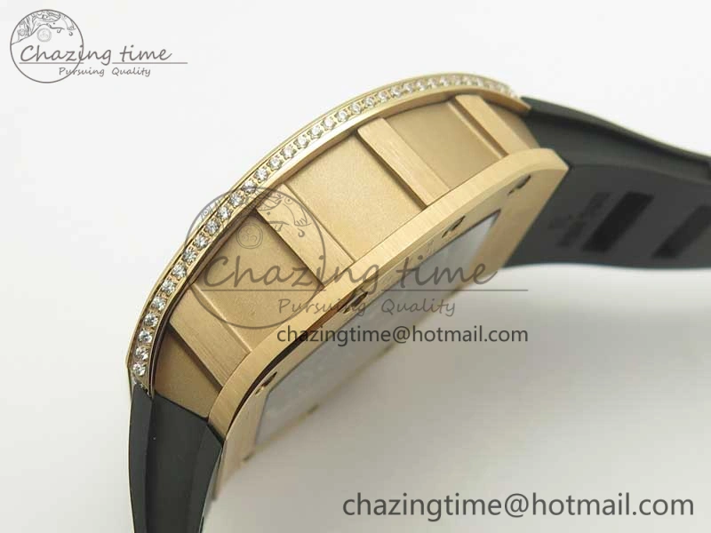 UrbanChic RM035 RG Diamonds Bezel KVF Best Edition Skeleton Dial on Black Rubber Strap MIYOTA 9467
