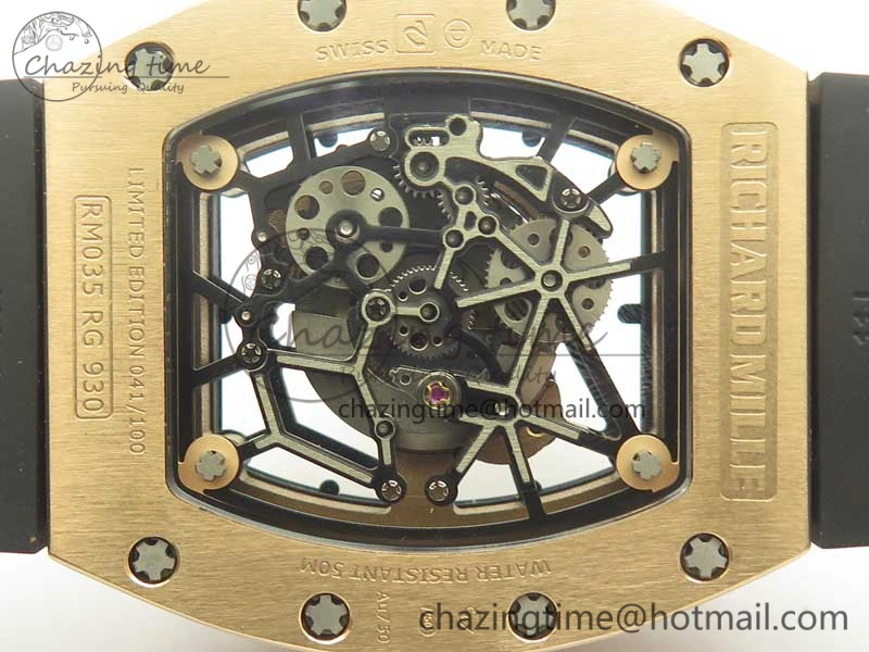 UrbanChic RM035 RG Diamonds Bezel KVF Best Edition Skeleton Dial on Black Rubber Strap MIYOTA 9467