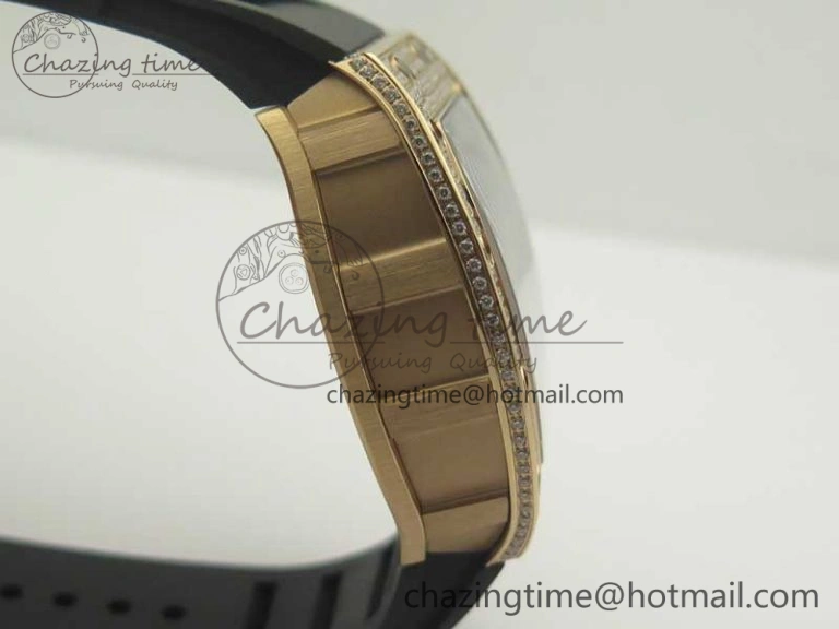 UrbanChic RM035 RG Diamonds Bezel KVF Best Edition Skeleton Dial on Black Rubber Strap MIYOTA 9467