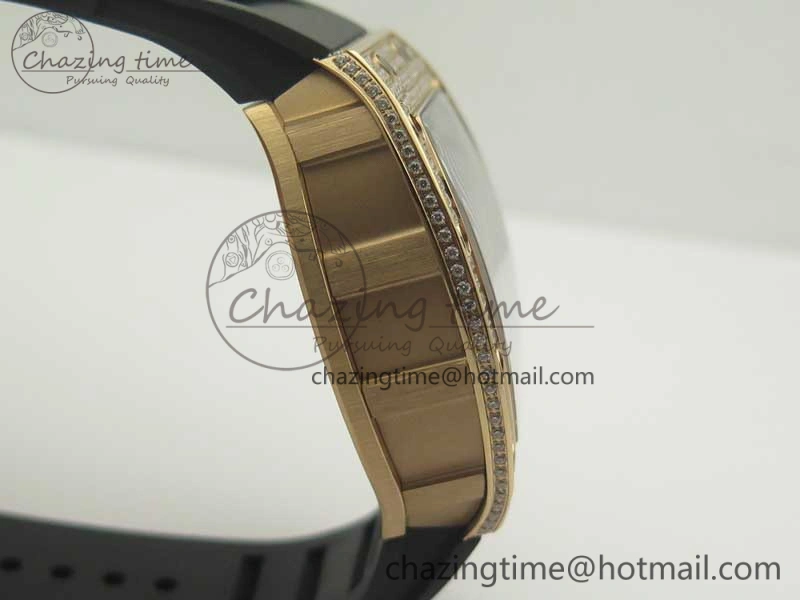 UrbanChic RM035 RG Diamonds Bezel KVF Best Edition Skeleton Dial on Black Rubber Strap MIYOTA 9467