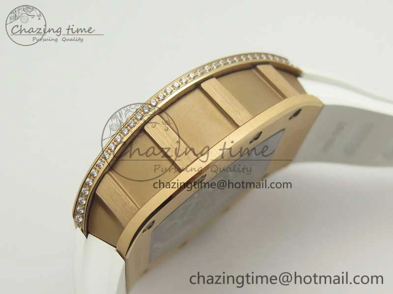 RM035 RG Diamonds Bezel KVF Best Edition Skeleton Dial on White Rubber Strap MIYOTA WaterResistant 9470