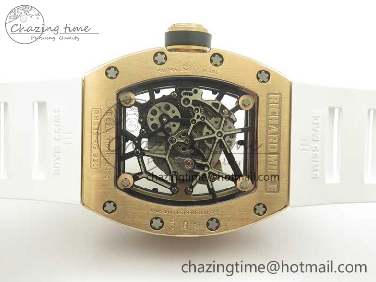 RM035 RG Diamonds Bezel KVF Best Edition Skeleton Dial on White Rubber Strap MIYOTA WaterResistant 9470